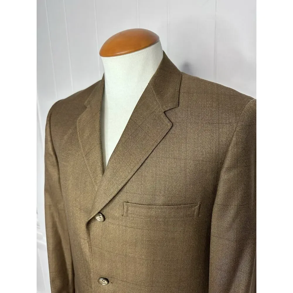 Vintage 70s-80s Anderson Little Brown Windowpane Checkered Blazer Mens 37R Union